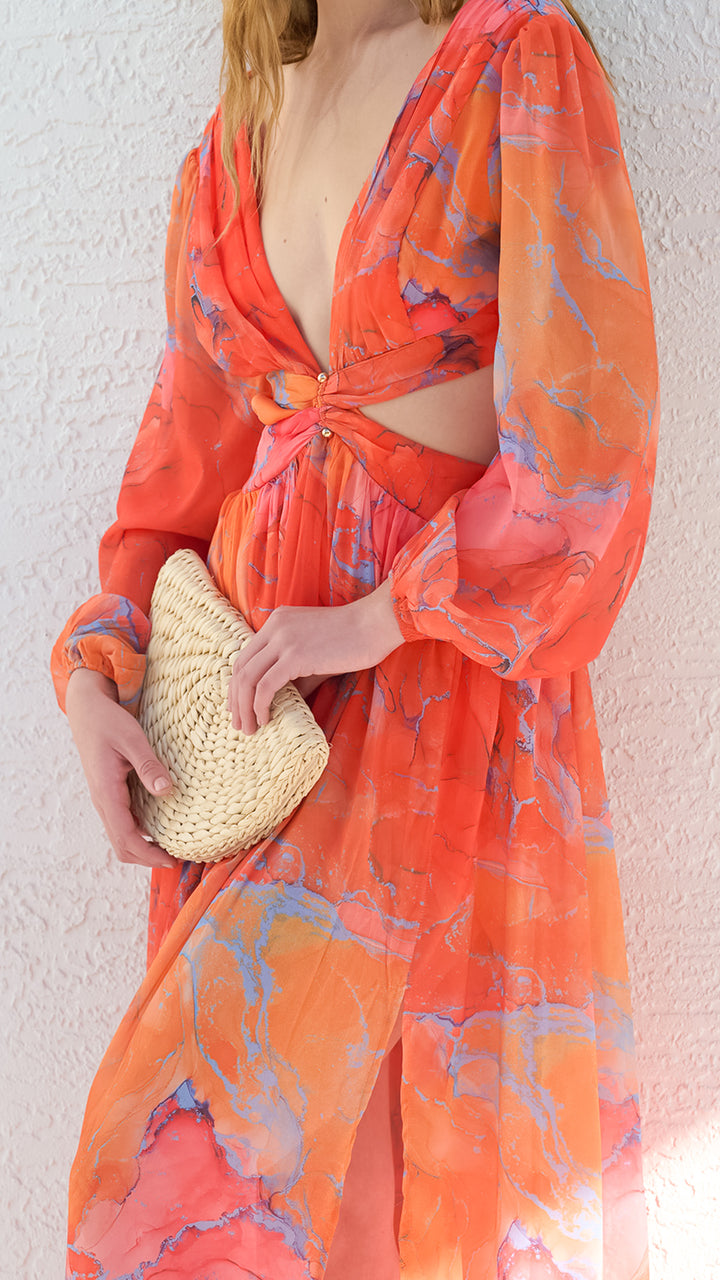 Marimar Maxi Dress in Orange
