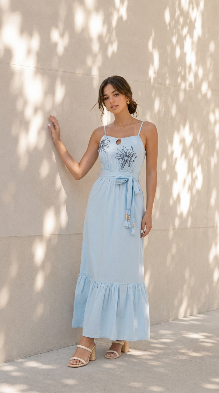front view image 3 of Elowen Embroidered Maxi Dress