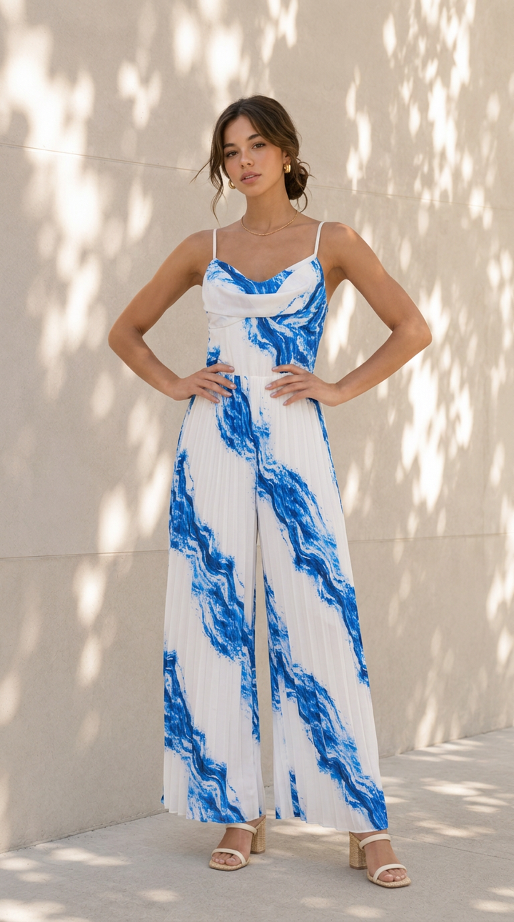 front view image 1 of Alessandra Pleated Jumpsuit