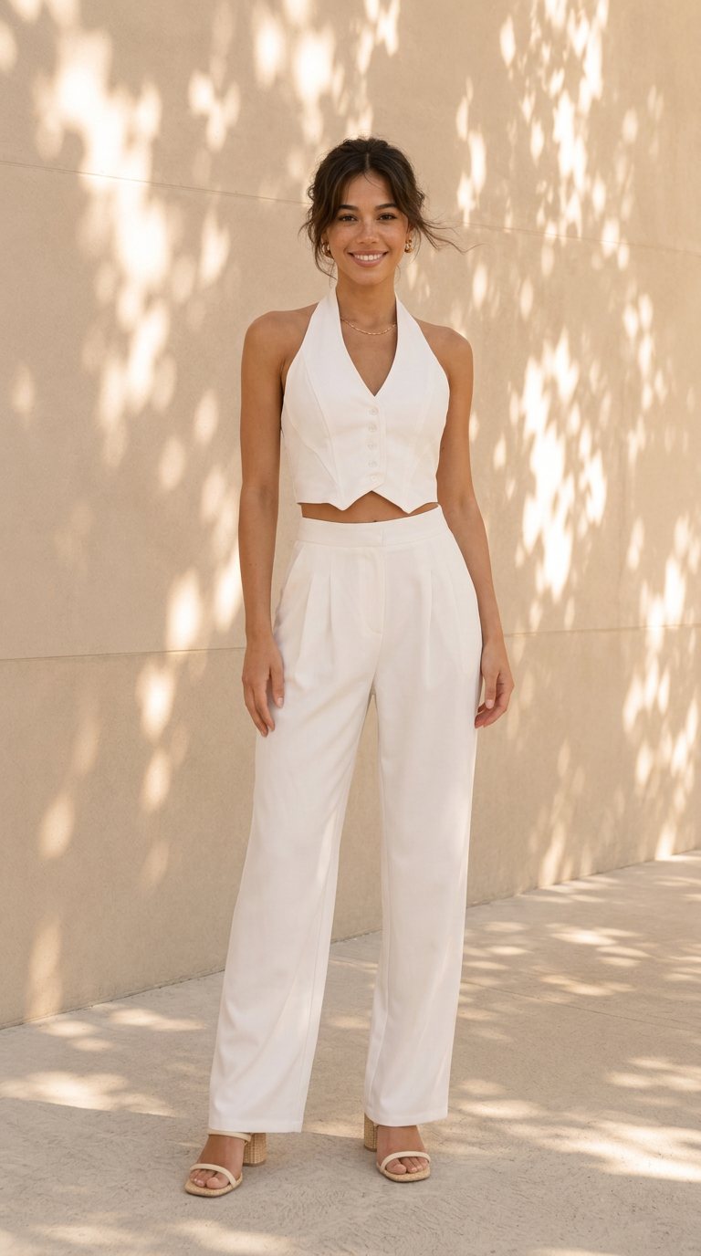 front view image 2 of Celine Halter Pants Set