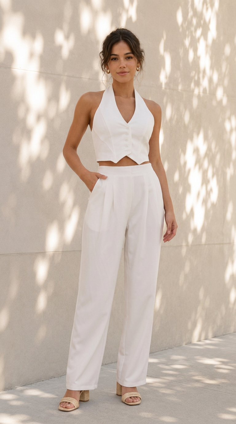 front view image 3 of Celine Halter Pants Set