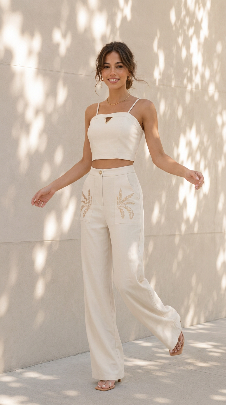 front view image 4 of Amaris Embroidered Pants Set