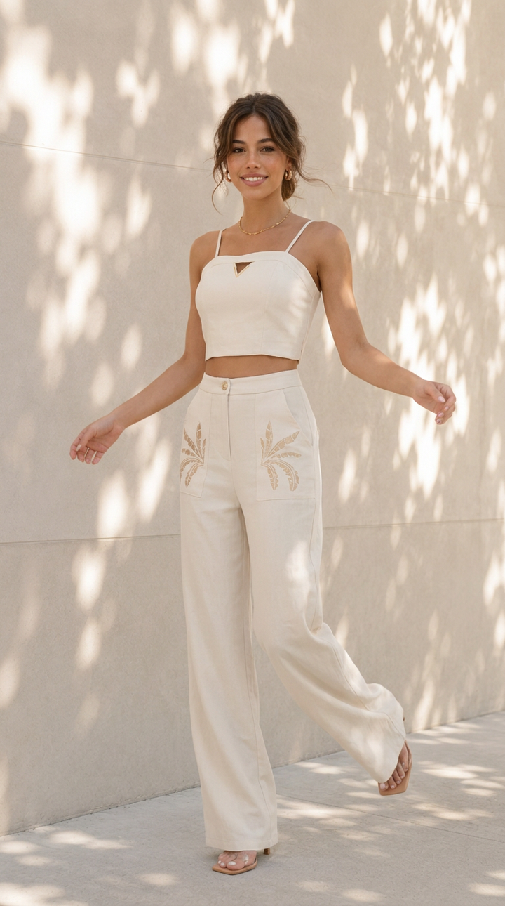 front view image 4 of Amaris Embroidered Pants Set
