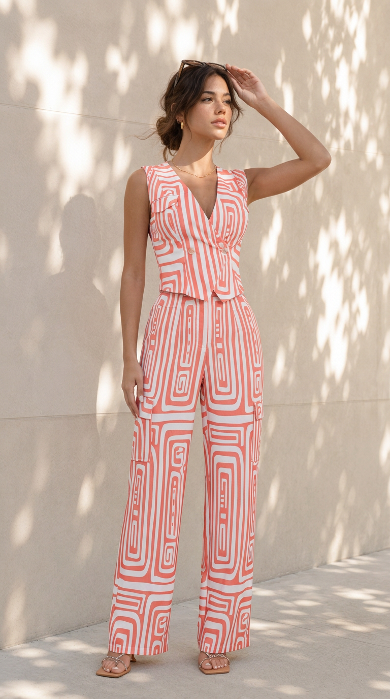 front view image 1 of Solene Printed Pants Set