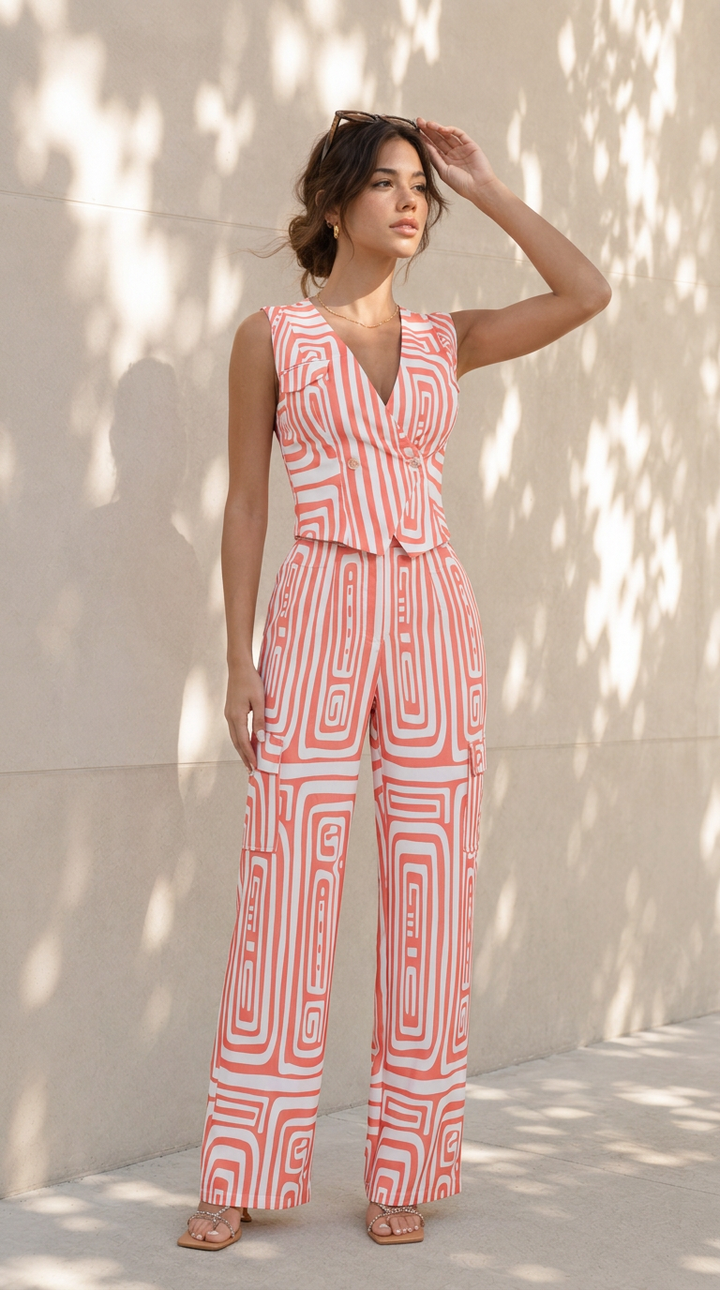 front view image 1 of Solene Printed Pants Set