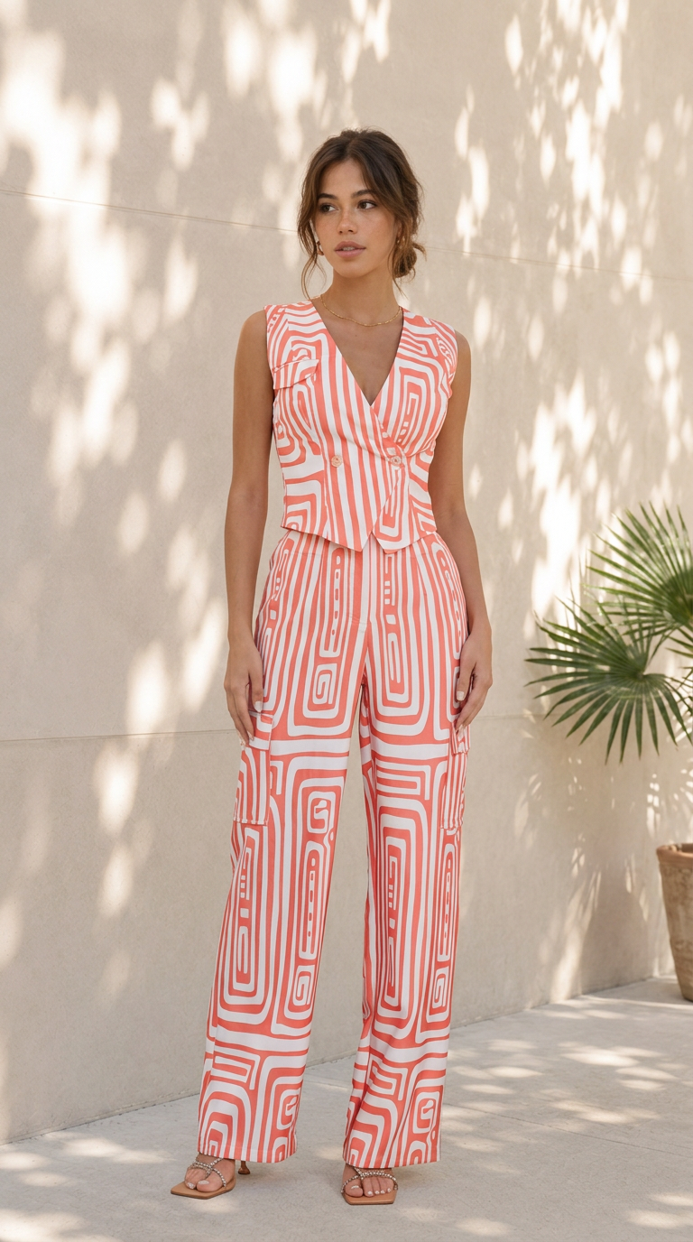 front view image 4 of Solene Printed Pants Set