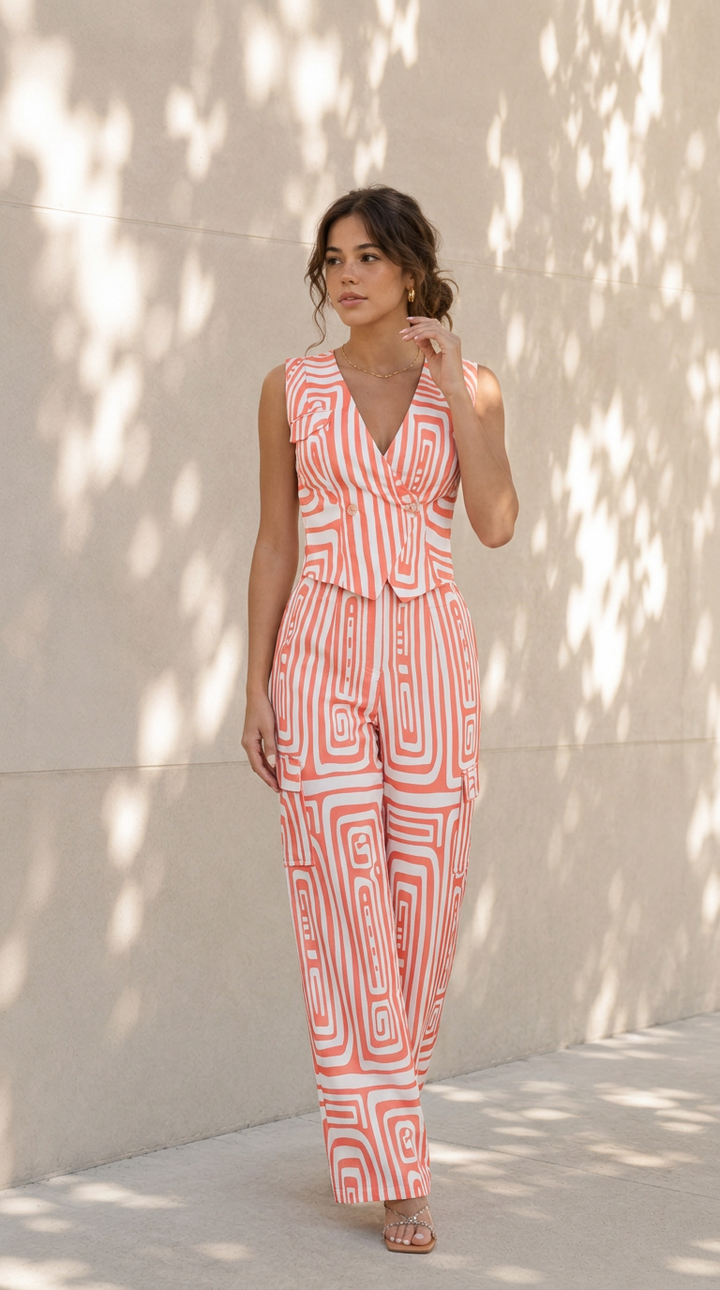 front view image 5 of Solene Printed Pants Set