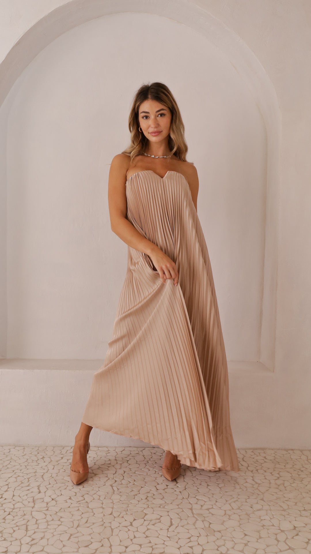 copy image front view_champagne of Carola Maxi Dress