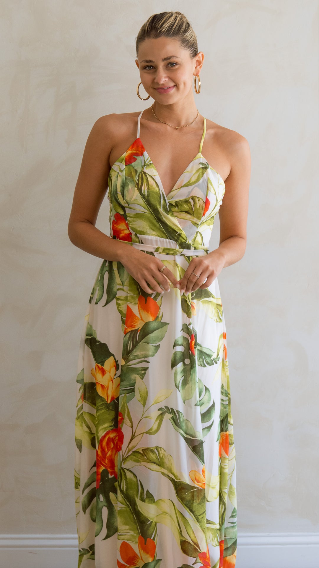 Tropical Print Maxi Length Dress - Steps New York
