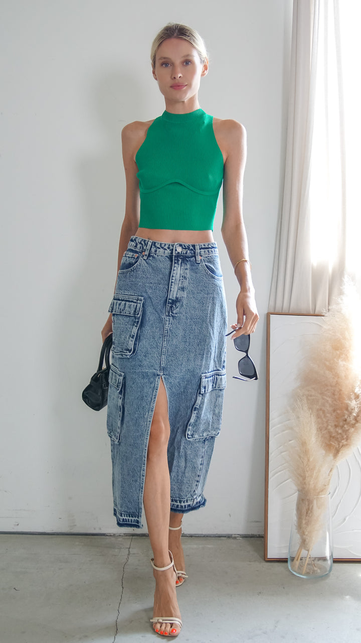 Maybelle Cropped Halter Top - Steps New York
