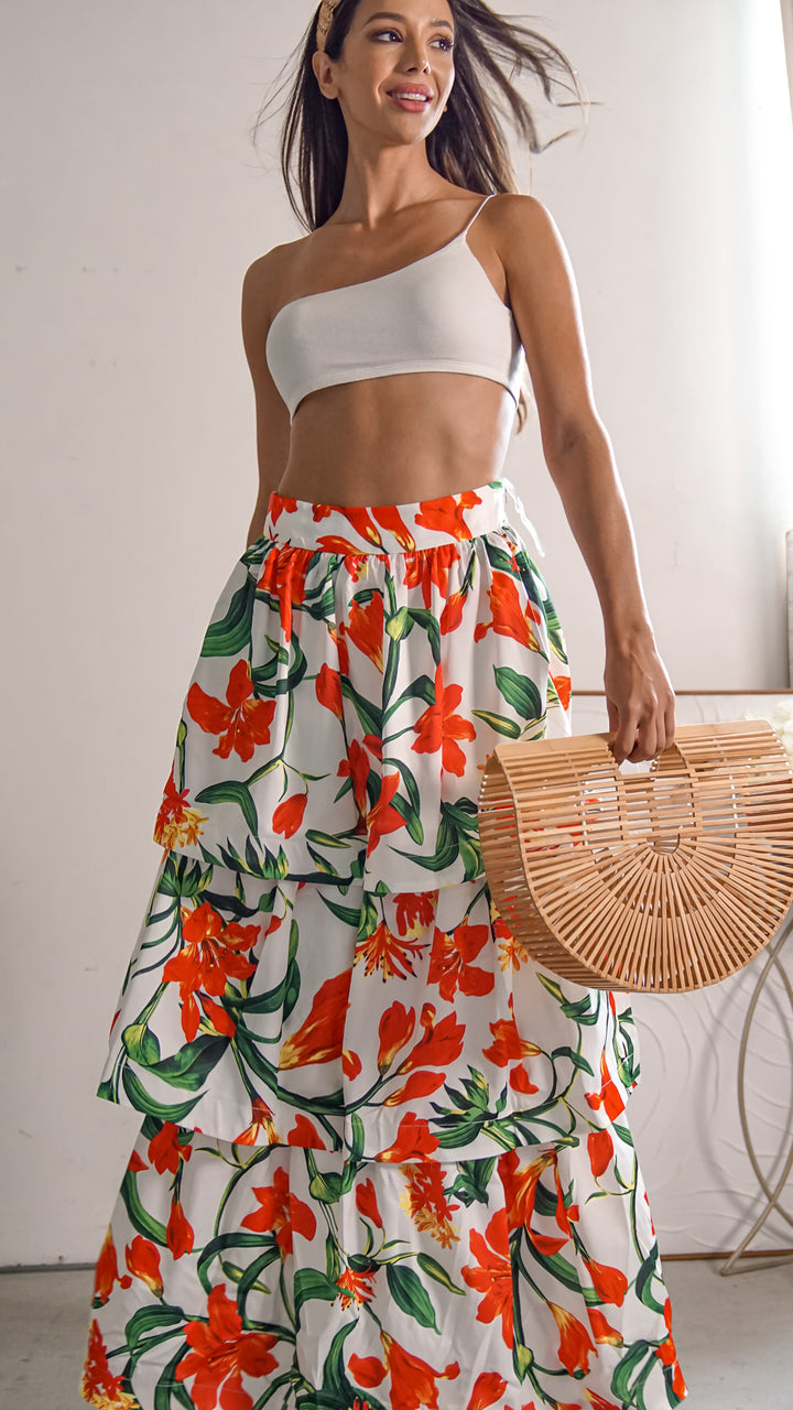 Ophelia Flower Print Skirt - Steps New York