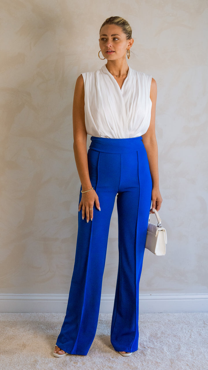 Hailey Feather Pants in Royal Blue - Steps New York