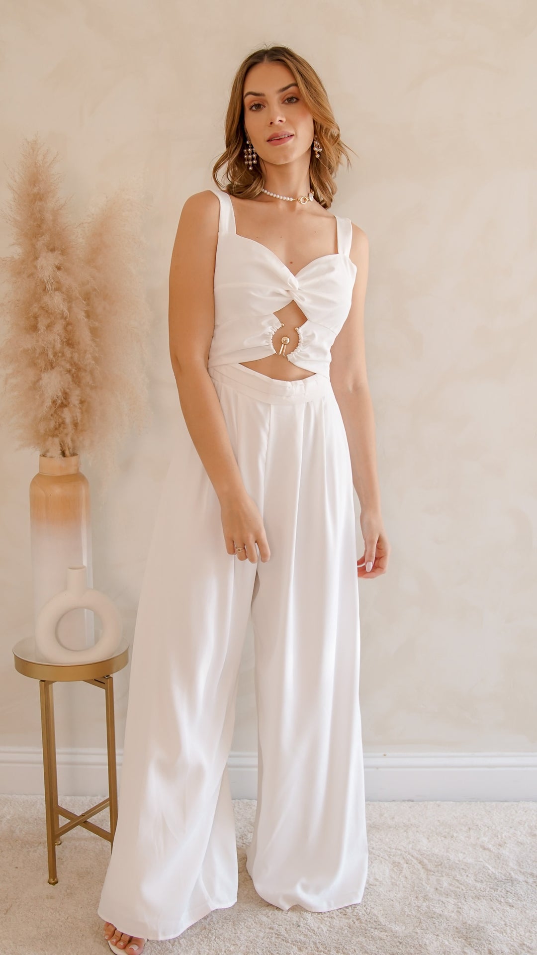 Charlotte Cut Out White Jumpsuit - Steps New York