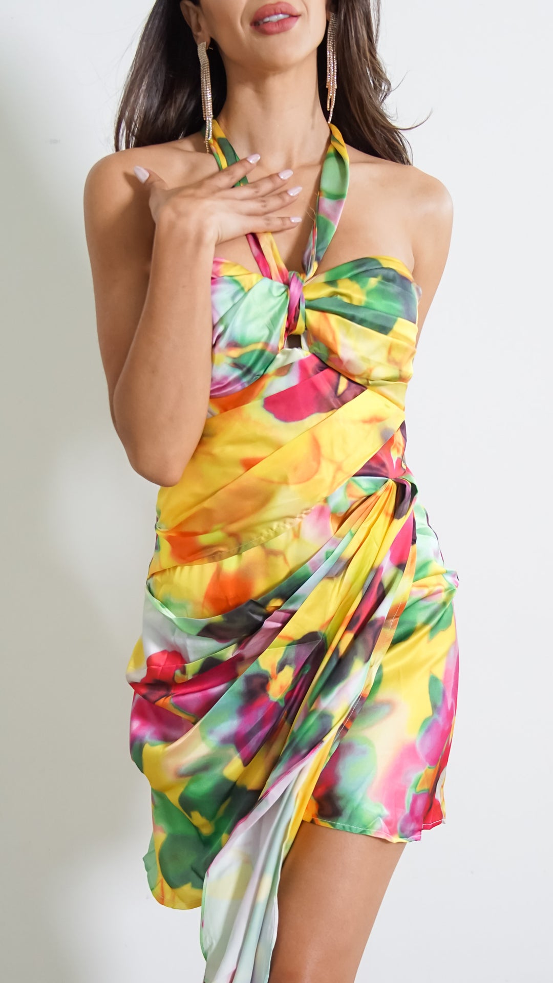 Keziah Mini Abstract Halter Dress - Steps New York