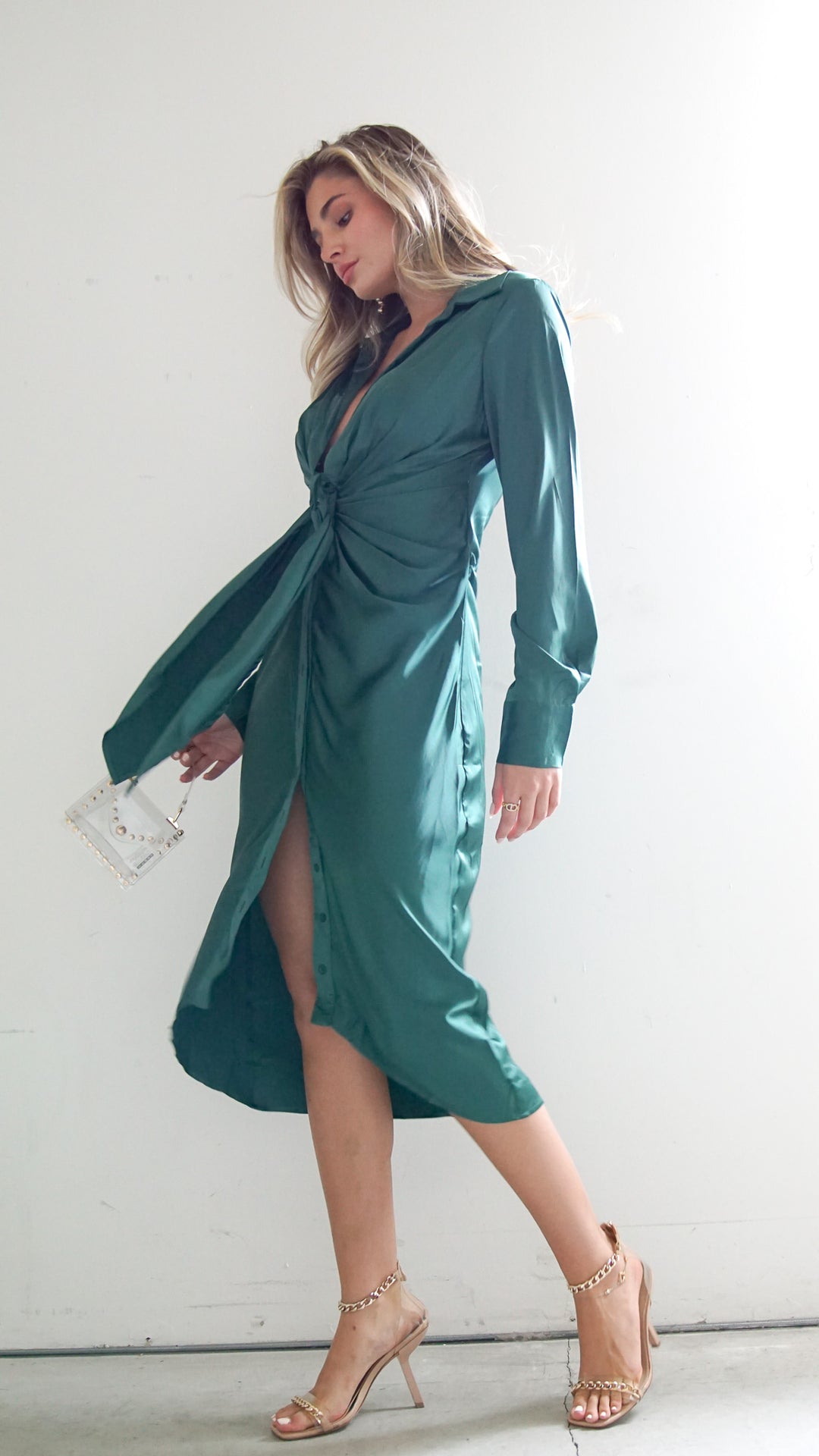 Ezra Maxi Satin Longsleeve Dress - Steps New York