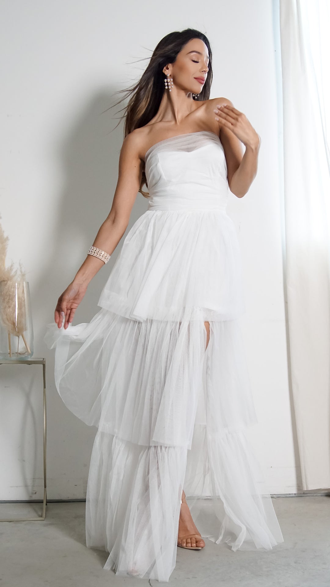 Nicasia Maxi Organza Asymmetrical Dress - Steps New York