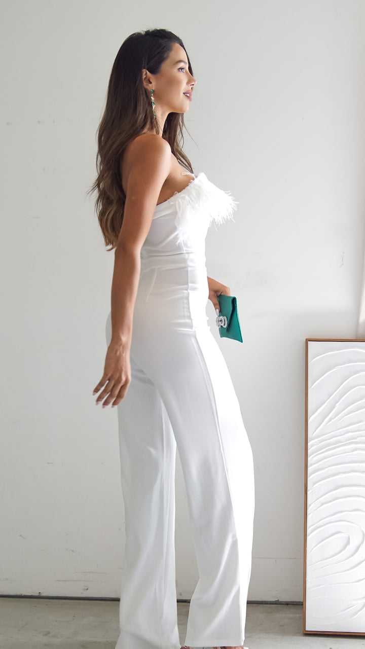 Nalini Off the Shoulder Jumpsuit in White - Steps New York