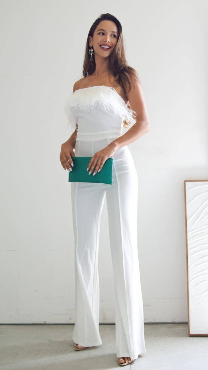 Nalini Off the Shoulder Jumpsuit in White - Steps New York