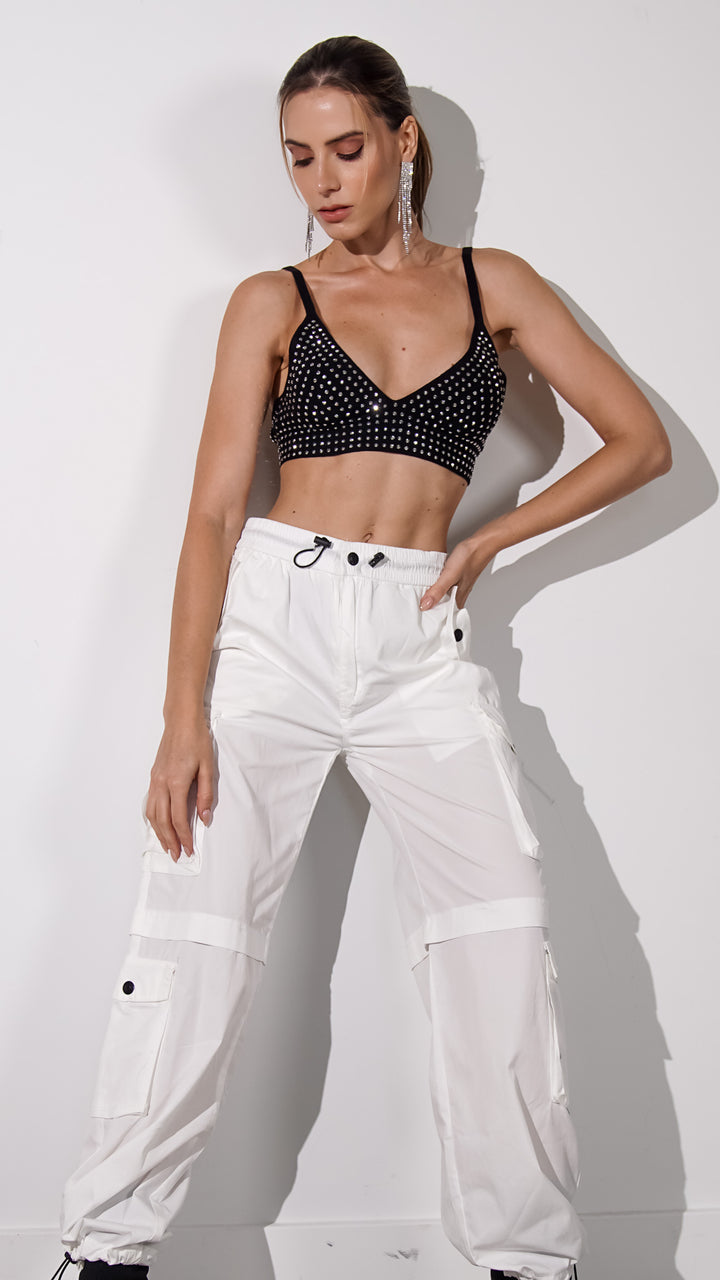 Kylie Cargo Pants in White