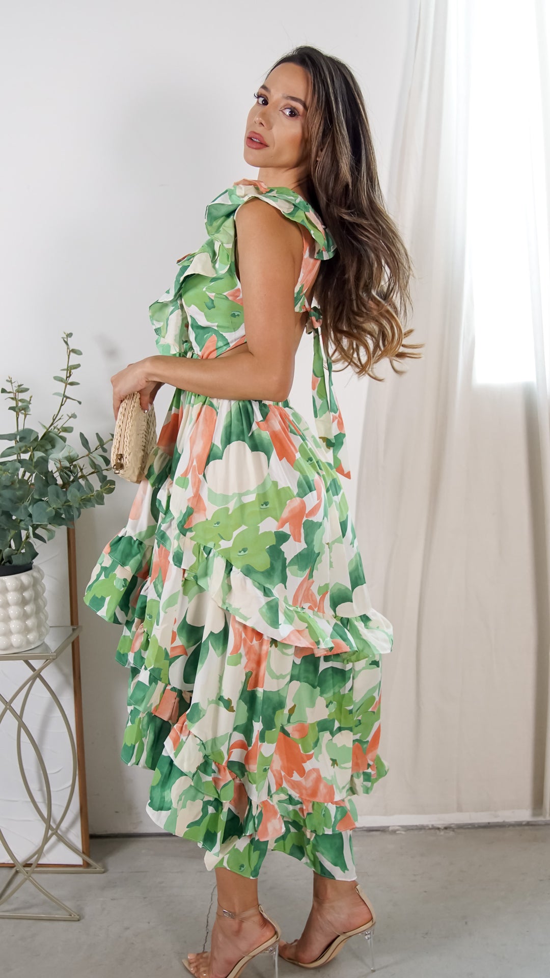 Jocasta Midi Floral Asymmetrical Dress - Steps New York