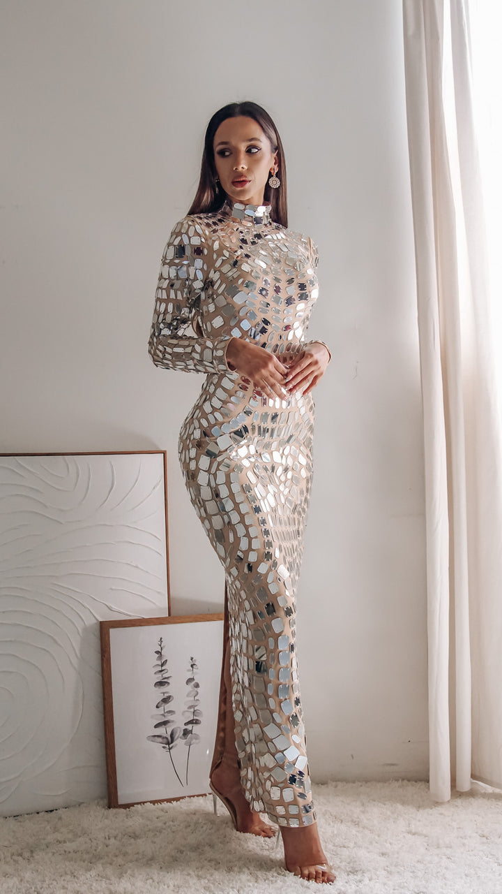 Stephana Sequin Cutout Maxi Dress - Steps New York