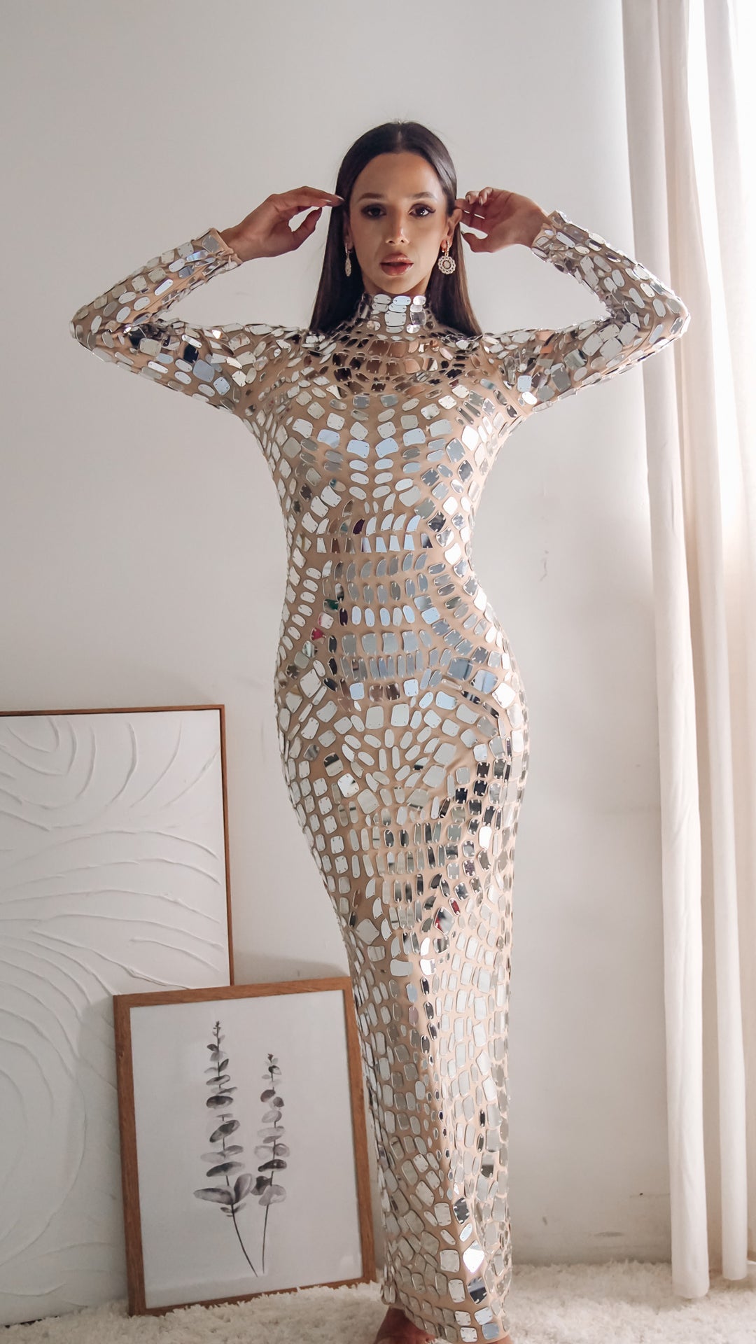 Stephana Sequin Cutout Maxi Dress - Steps New York