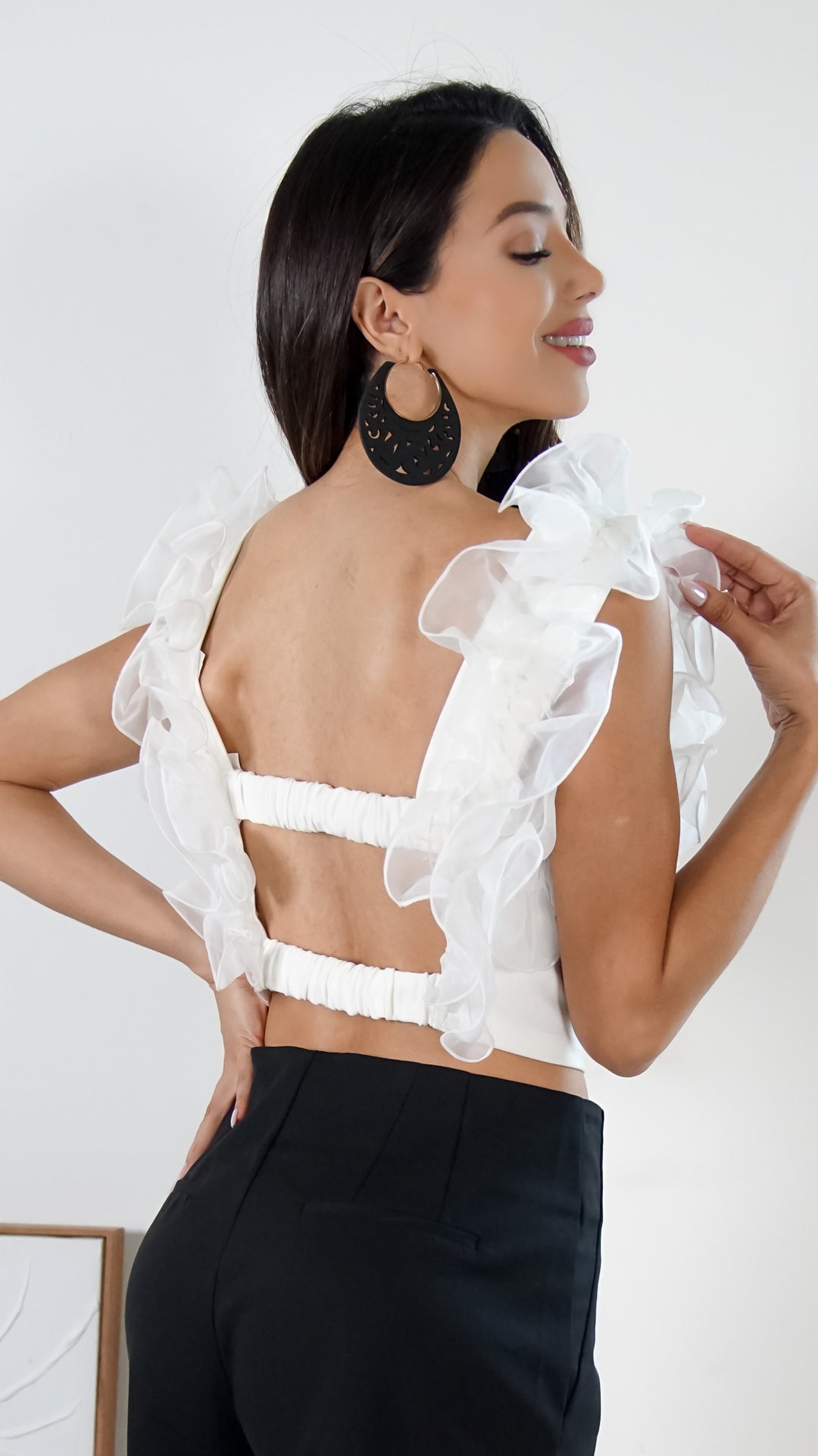 Thessaly Organza Sleeve Crop Top - Steps New York