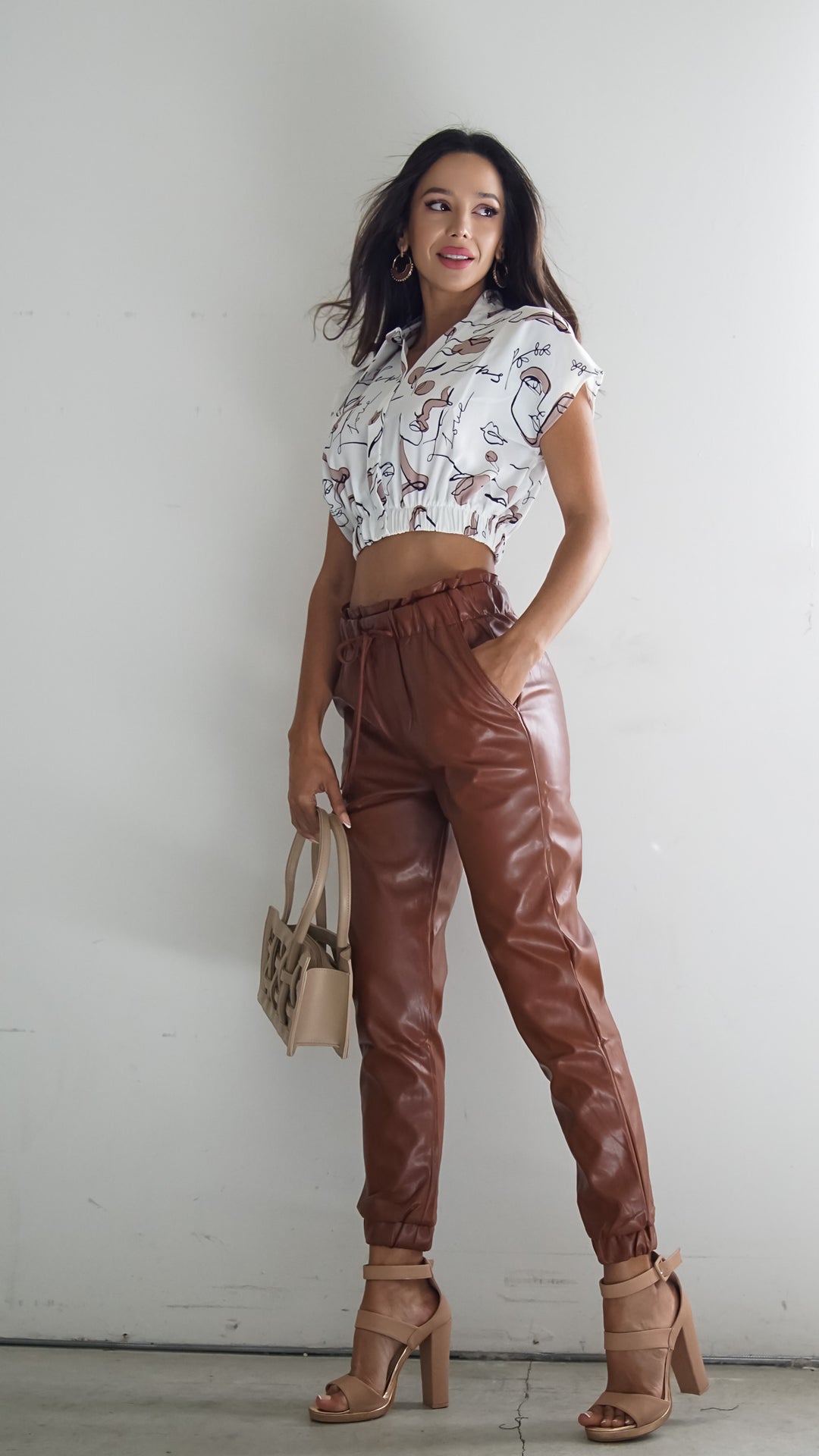 Olivia Faux Leather Cargo Pants - Steps New York