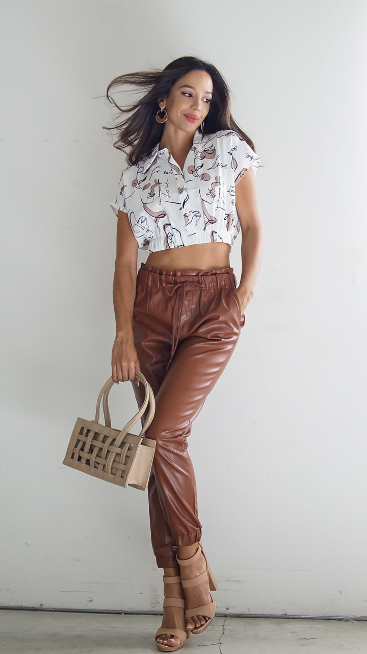 Olivia Faux Leather Cargo Pants - Steps New York