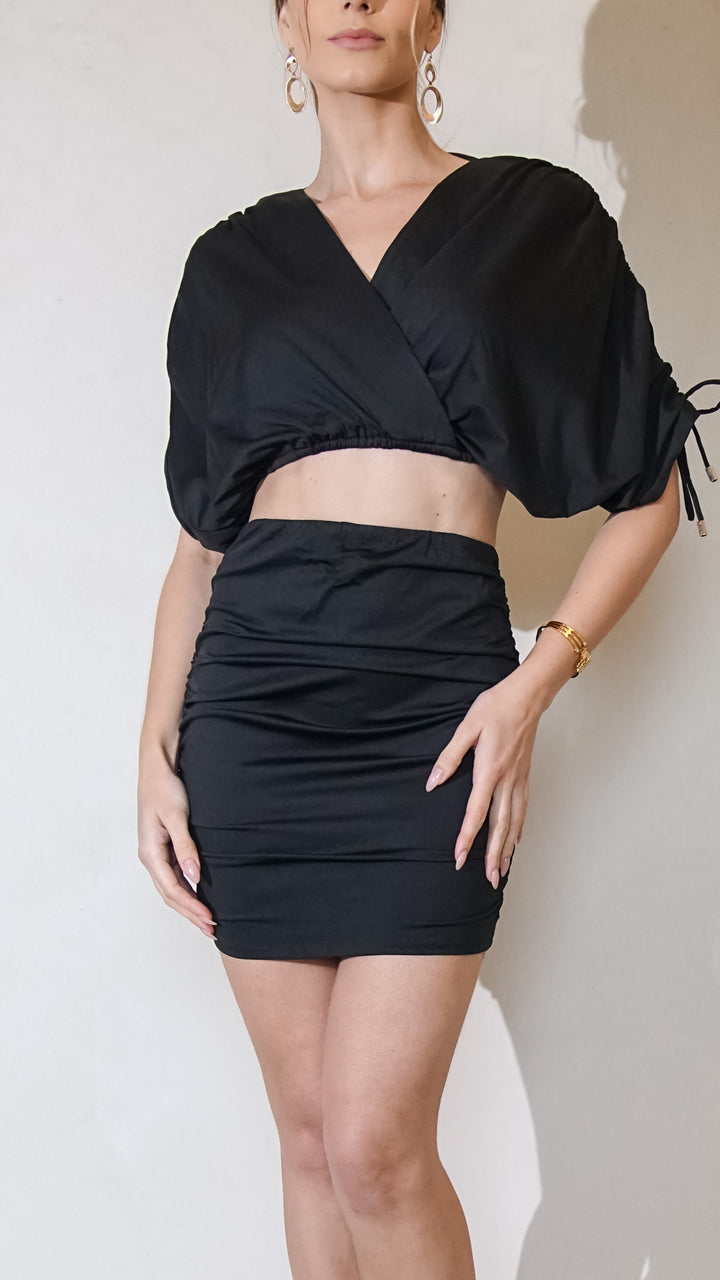 Kylie Mini Skirt Two-Piece Set In Black