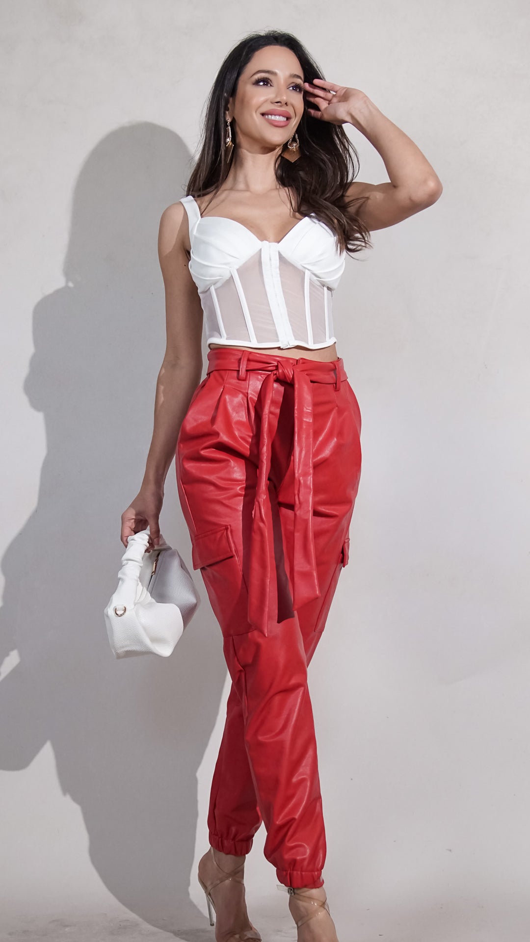 Kimberly Faux Leather Pants in Red