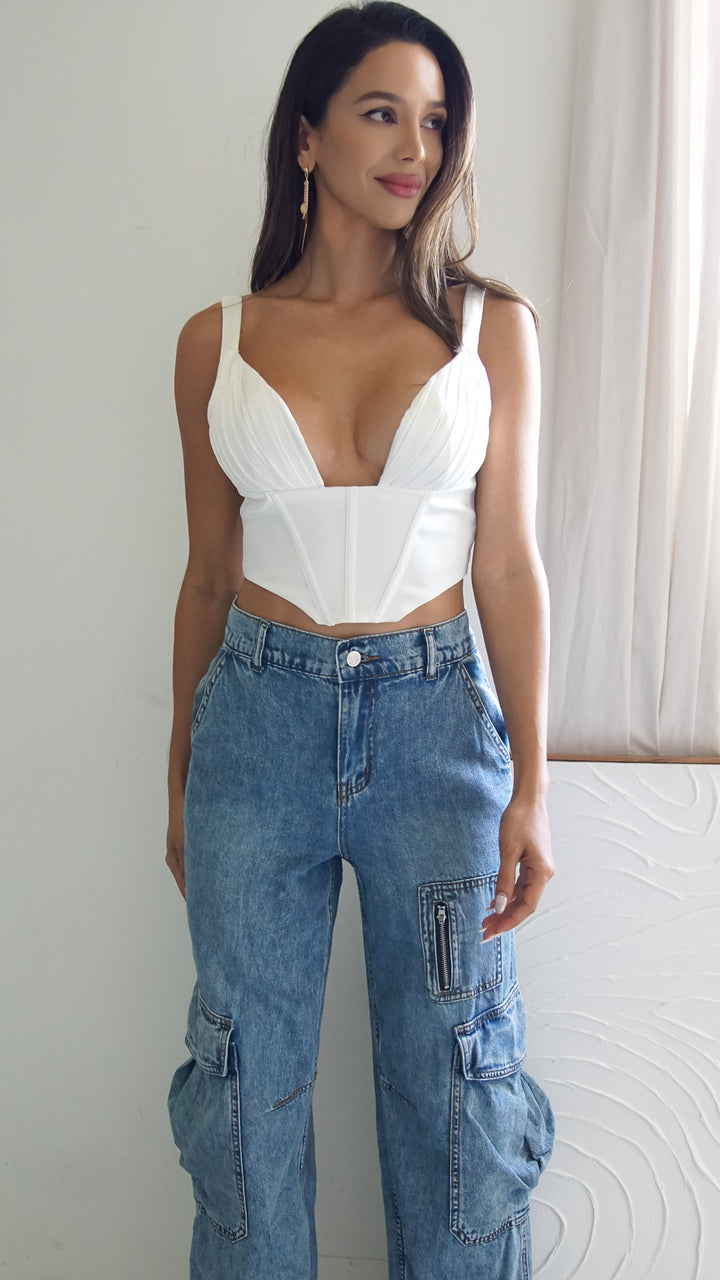 Solange Plunging Corset Top - Steps New York