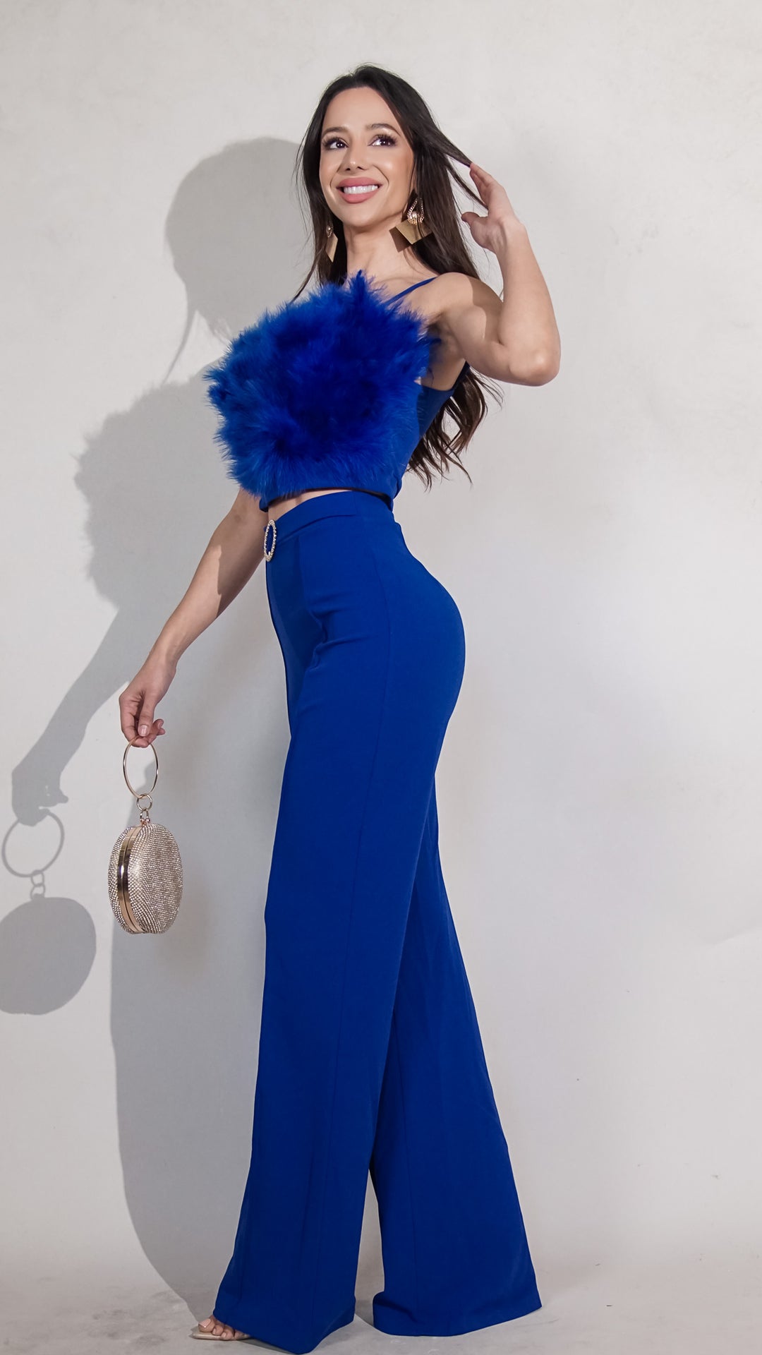 Durga Blue Feathered Set in Blue