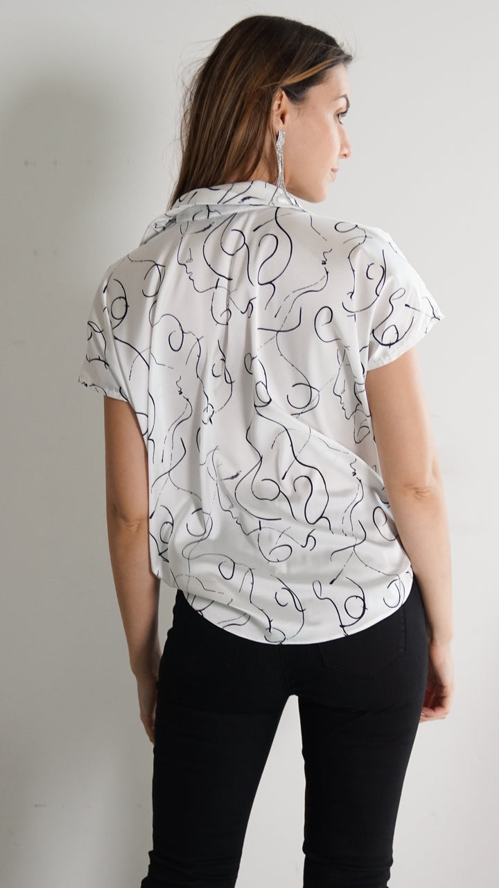 Persephone Abstract Short Sleeve Top - Steps New York