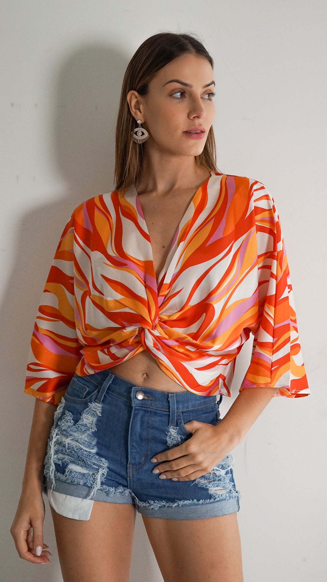 Ottilie Abstract Print Crop Top - Steps New York