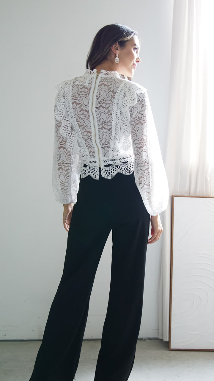 Frenzy lace top in white - Steps New York