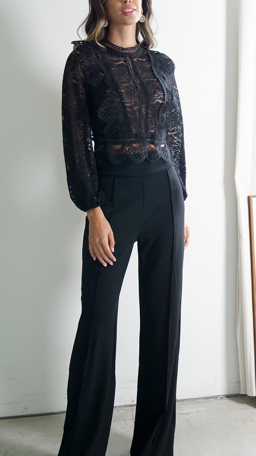 Frenzy Lace Top in Black - Steps New York