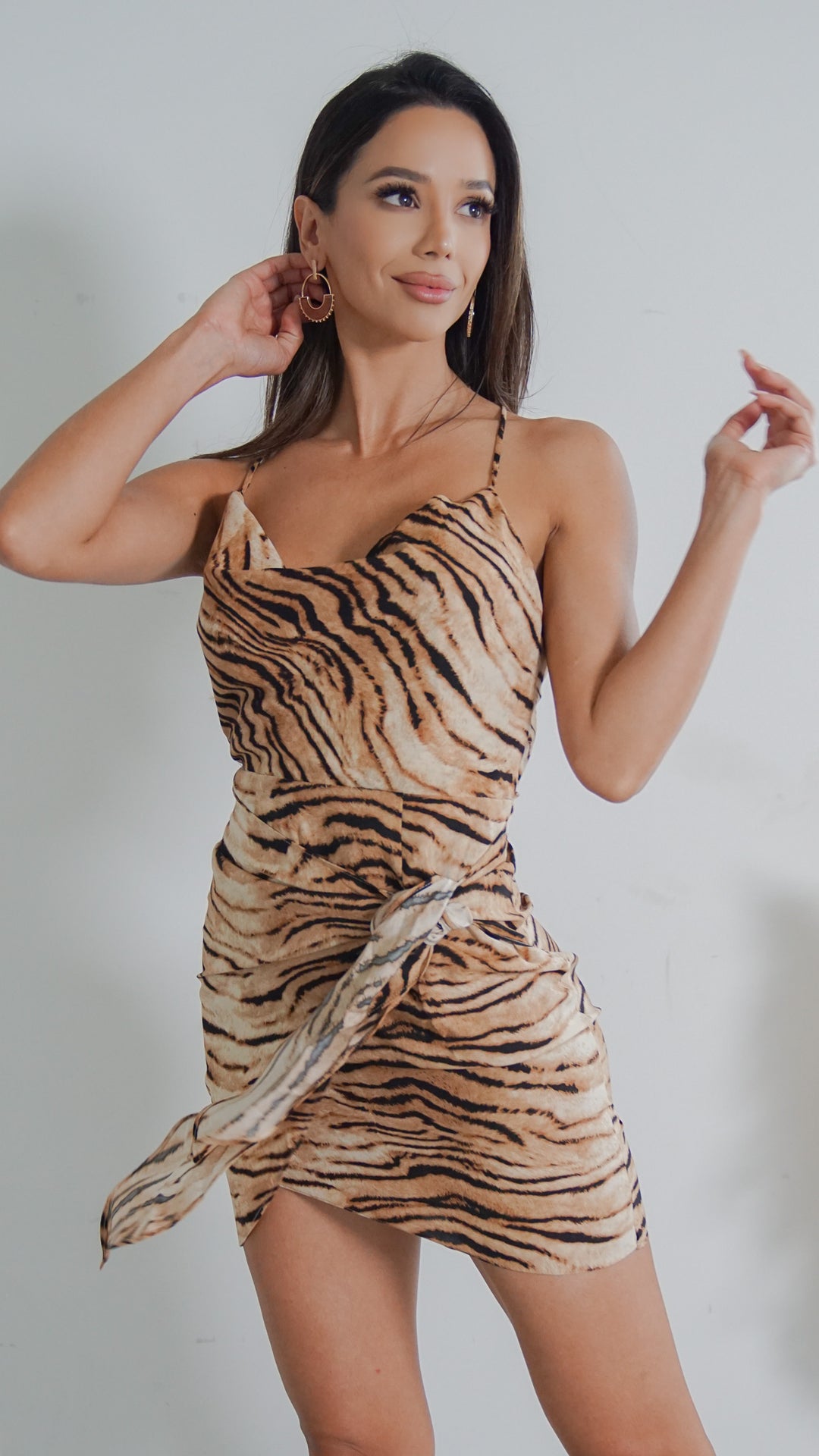 Theodosia Tiger Print Mini Dress - Steps New York