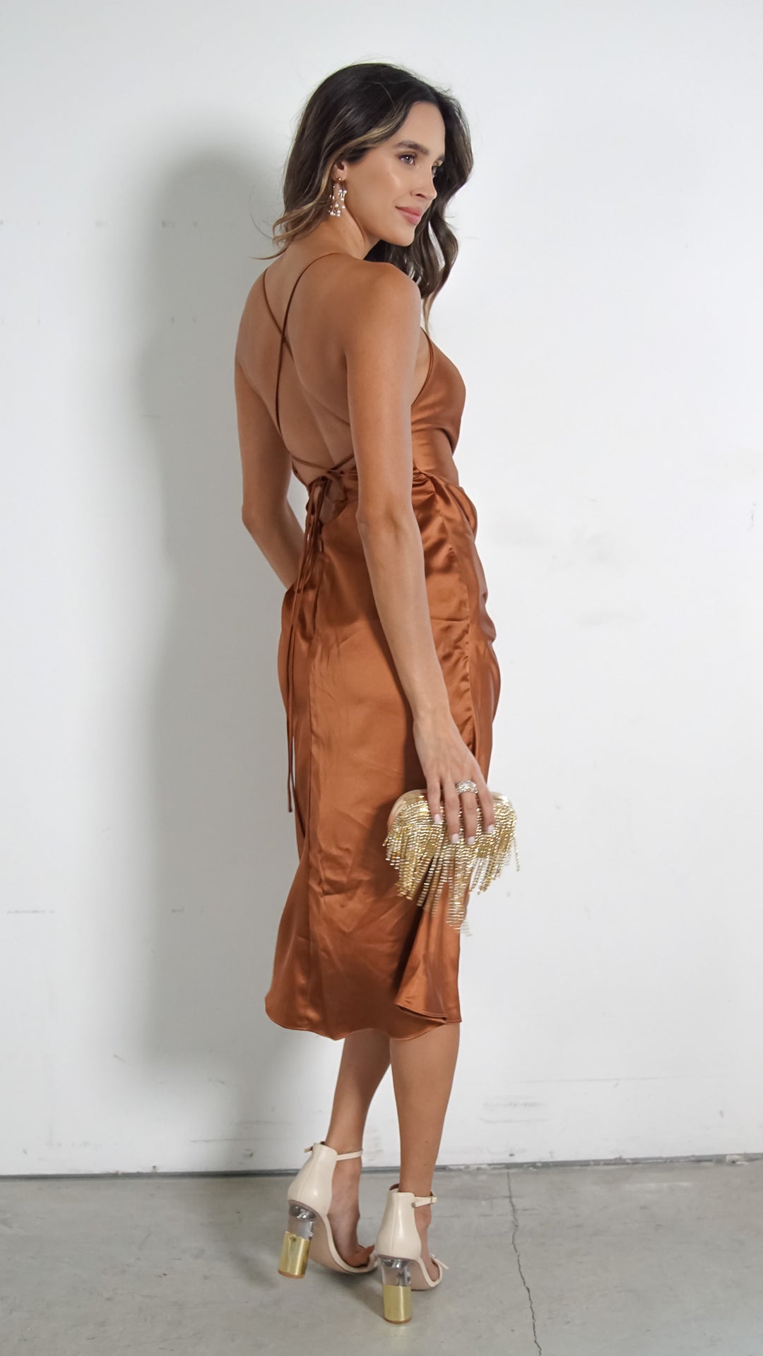 Radiant Rose Satin Dress - Steps New York