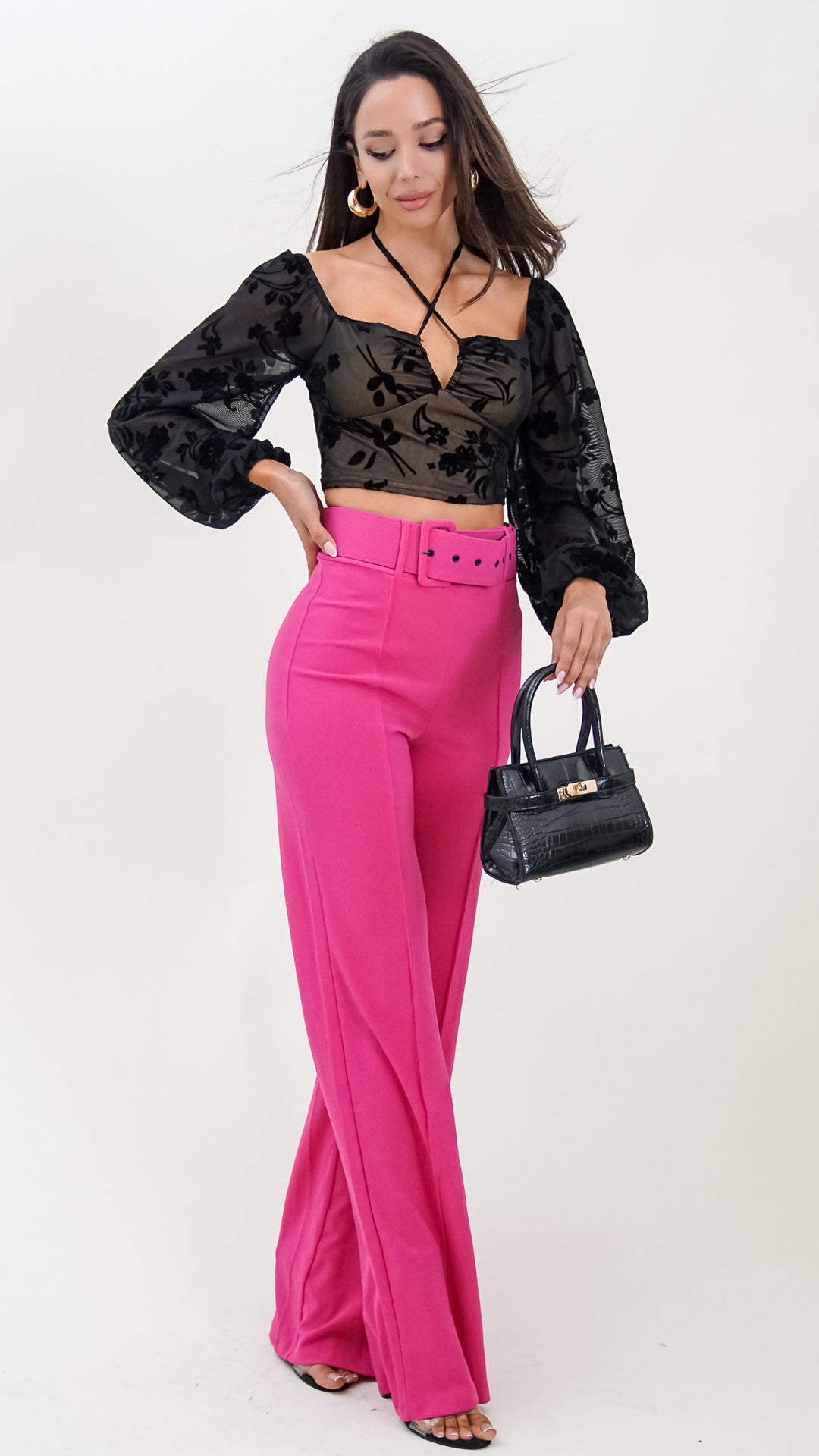 Cassy High Waisted Pants in Pink