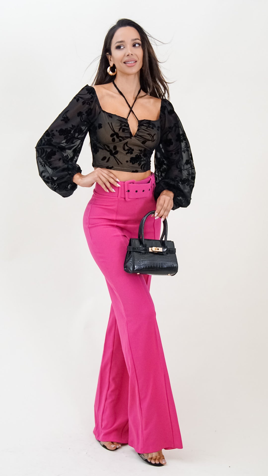 Cassy High Waisted Pants in Pink