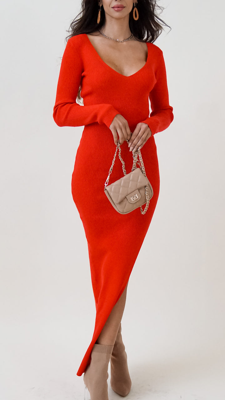 Gabrielle Longsleeve Dress in Red