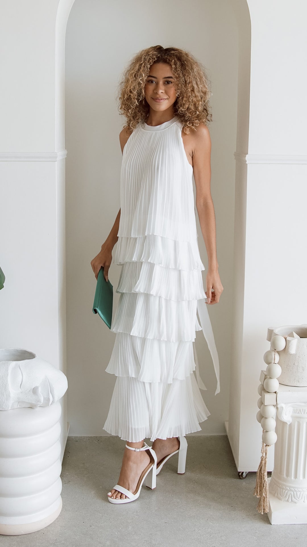 Ivette Tiered Pleated Maxi Dress - Steps New York