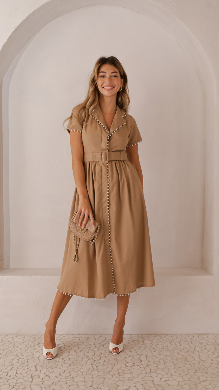 copy image front view_mocha of Althea Midi Dress