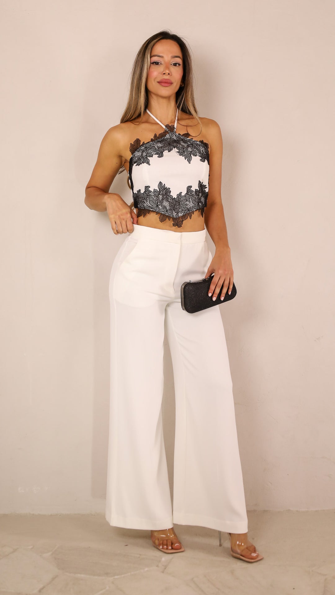 Celestine Lace Halter Crop Top