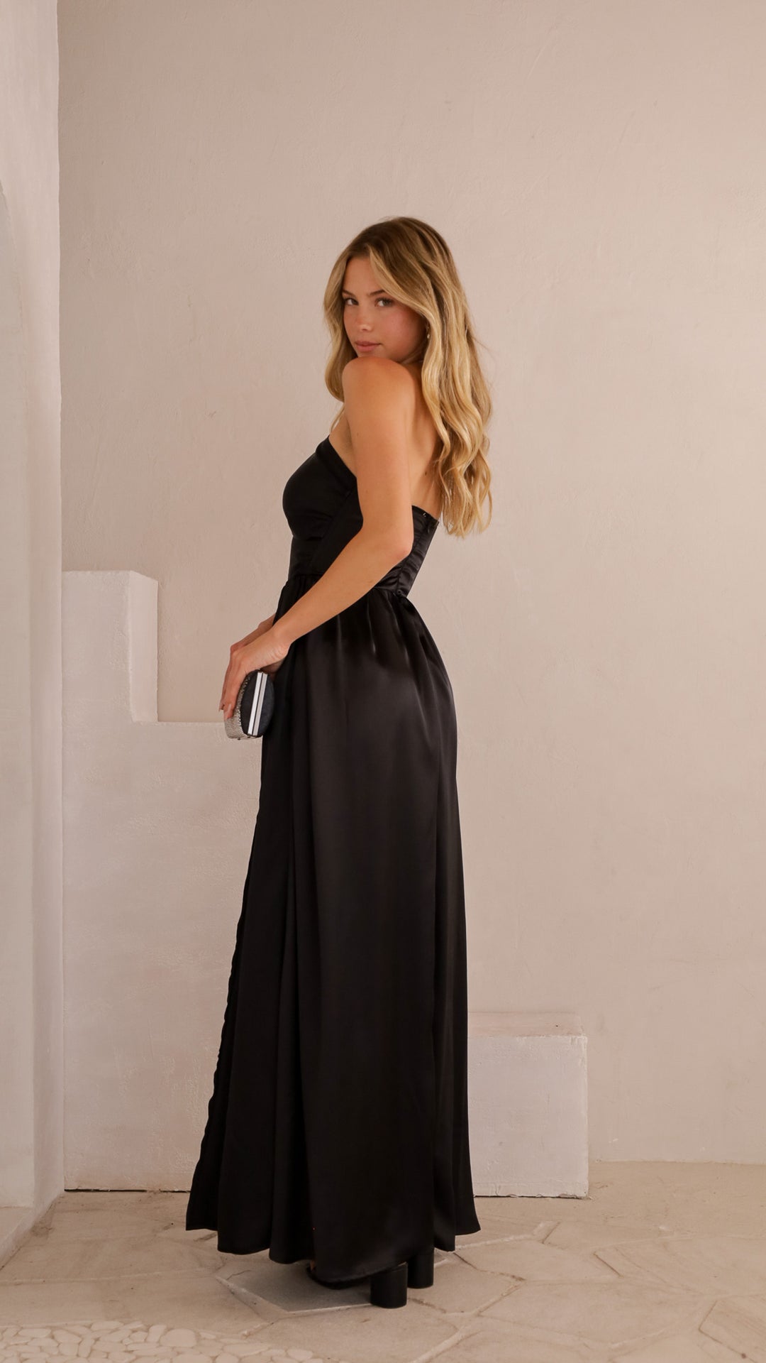 side view image 2 of Liana Satin Maxi Dress