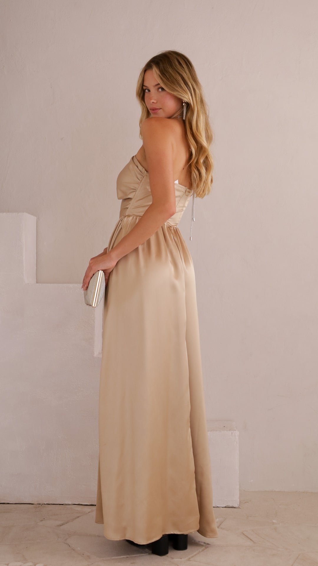 side view image 2 of Liana Satin Maxi Dress