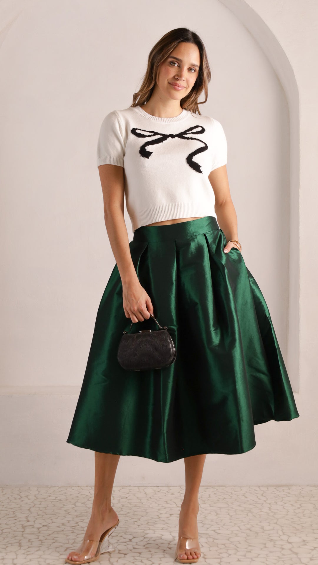 front view image 1 of Lila Pleated Midi Skirt