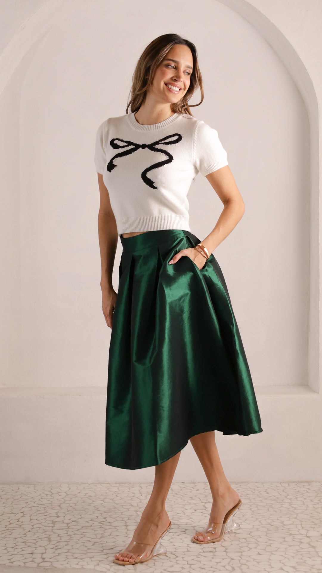 side view image 1 of Lila Pleated Midi Skirt