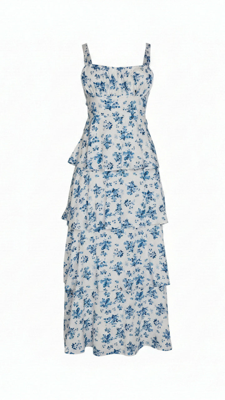 front view image 1 of Luciana Tiered Floral Midi Dress